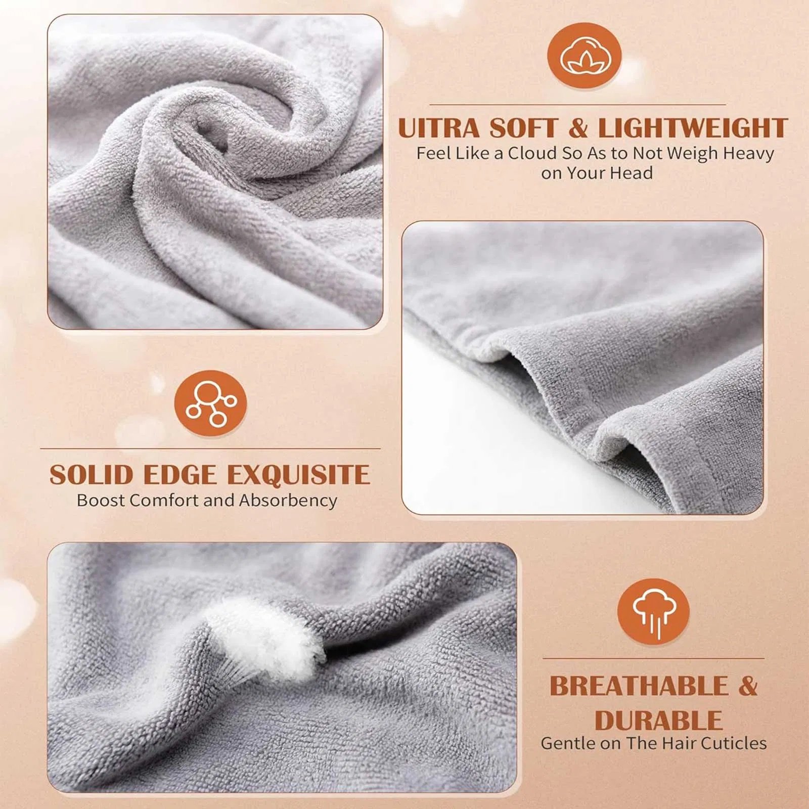 Volumette Microfiber Hair Towel Wraps (3-Pack) - Image 6