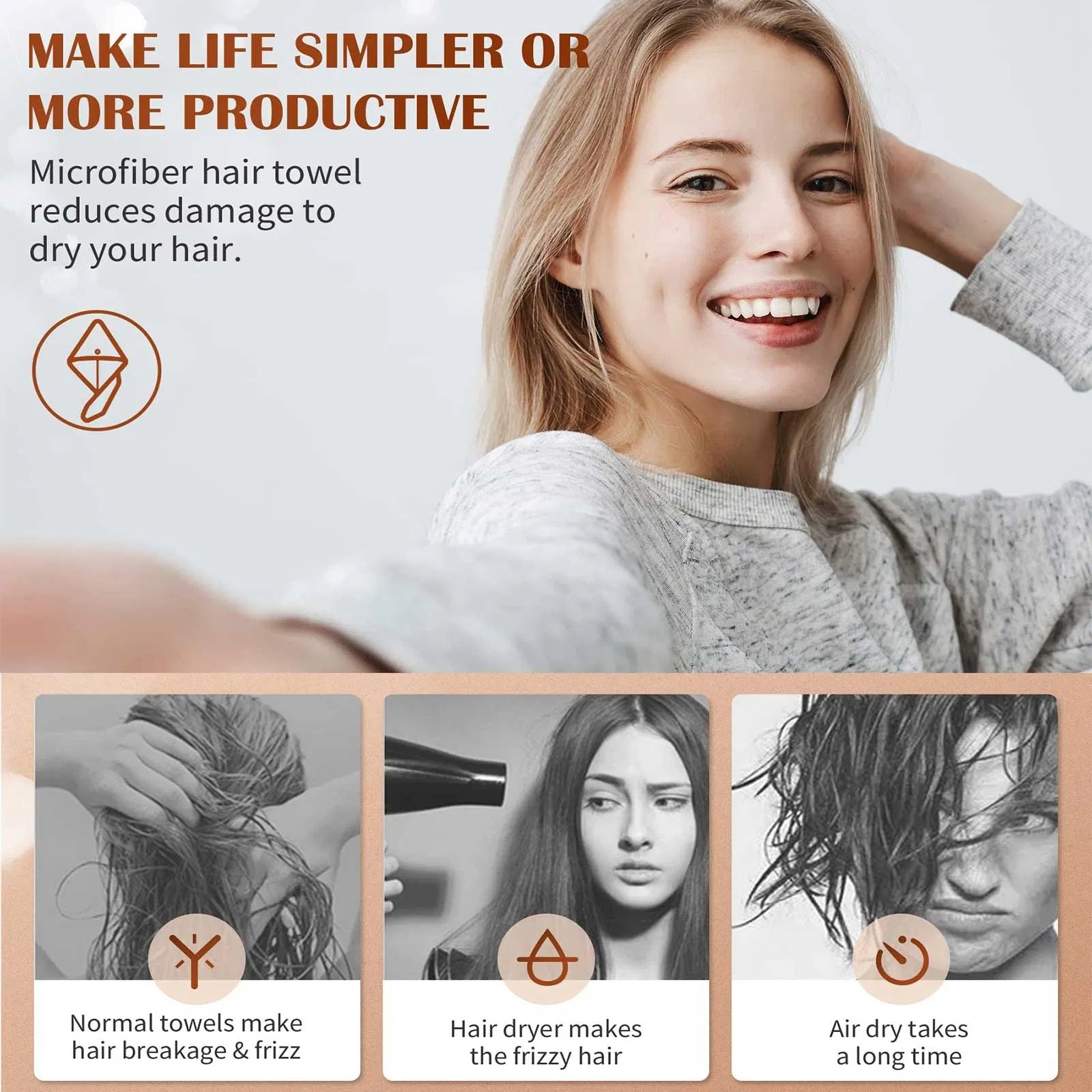 Volumette Microfiber Hair Towel Wraps (3-Pack) - Image 7