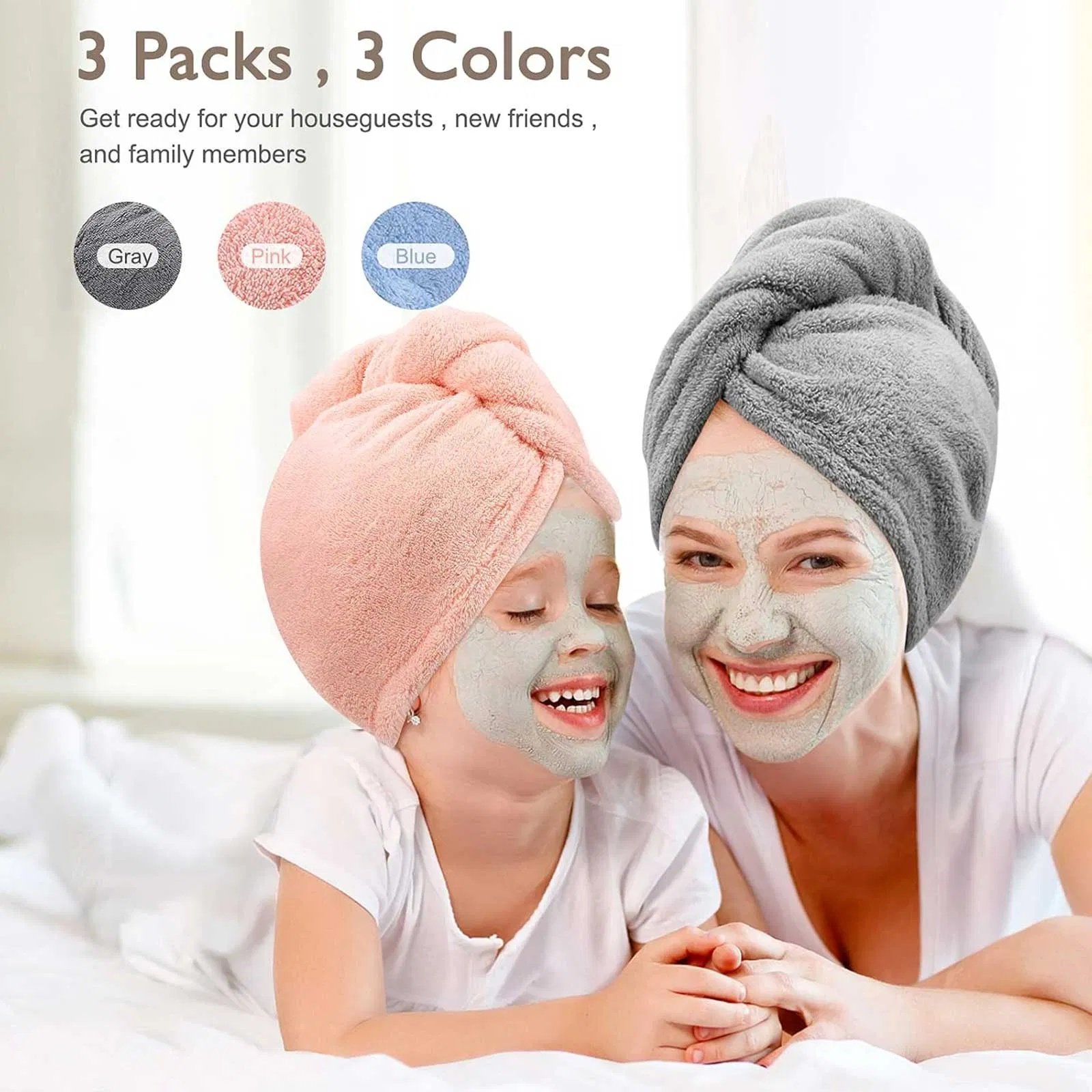 Volumette Microfiber Hair Towel Wraps (3-Pack) - Image 3