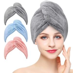 Volumette Microfiber Hair Towel Wraps (3-Pack)
